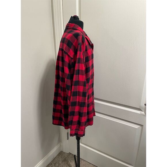 Beachlunchlounge Women's XL Red Plaid Button-Up Long Sleeve Shirt - Picture 4 of 9